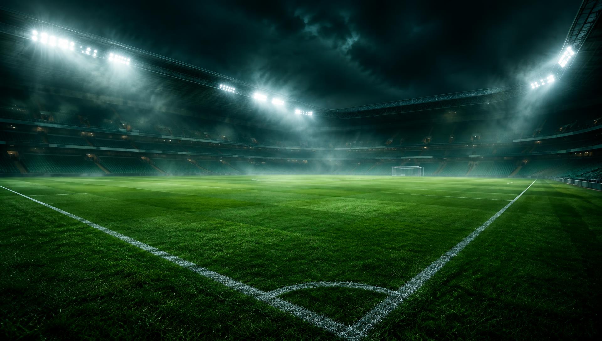 Estadio de fútbol iluminado